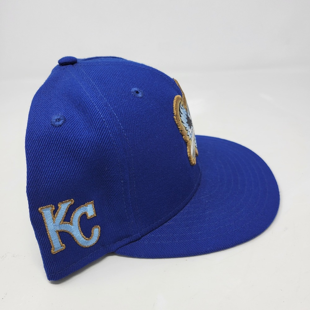 New Era 59FIFTY Kansas City Royals MLB Fitted Hat 7 3/4 Blue Eagle Shield Wool - Picture 4 of 7